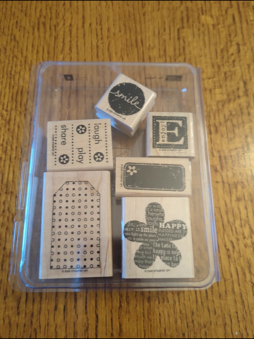 Stampin' Up! │Be Happy │Set of 6 │Rubber Stamps │ Smile Flower Laugh Play Share